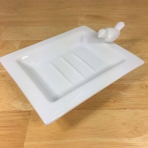 Bird Soap Dish white ceramic trinket dish